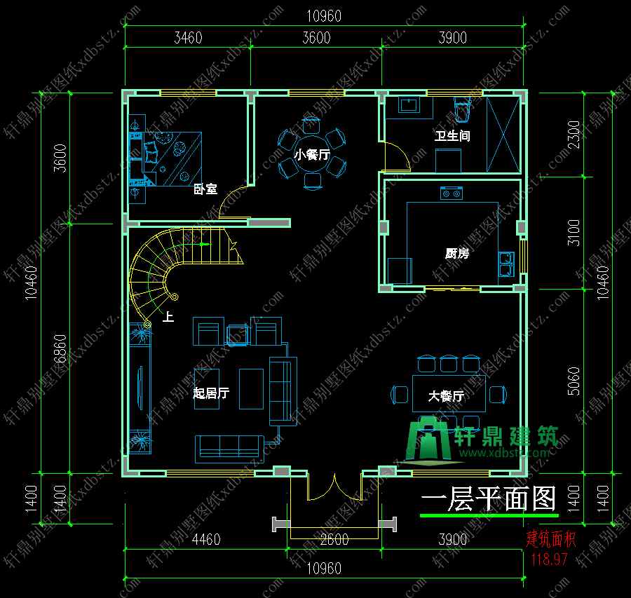 11x11米精致别墅3层房屋设计图