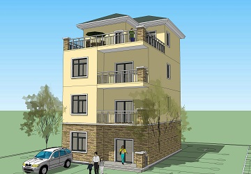 8.6x11.8米三层半新农村房屋设计图_自建房设计图_造型简单造价低新农居