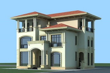 12.5x11.4米新农村三层小别墅设计图_自建房设计图纸_房子设计图
