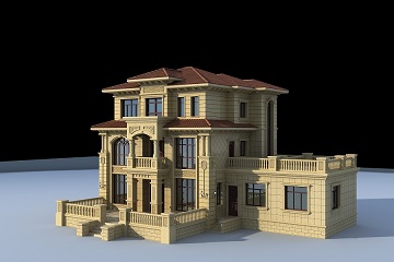 欧式复古三层复式别墅设计图，带有大面积露台，高端自建别墅施工图纸