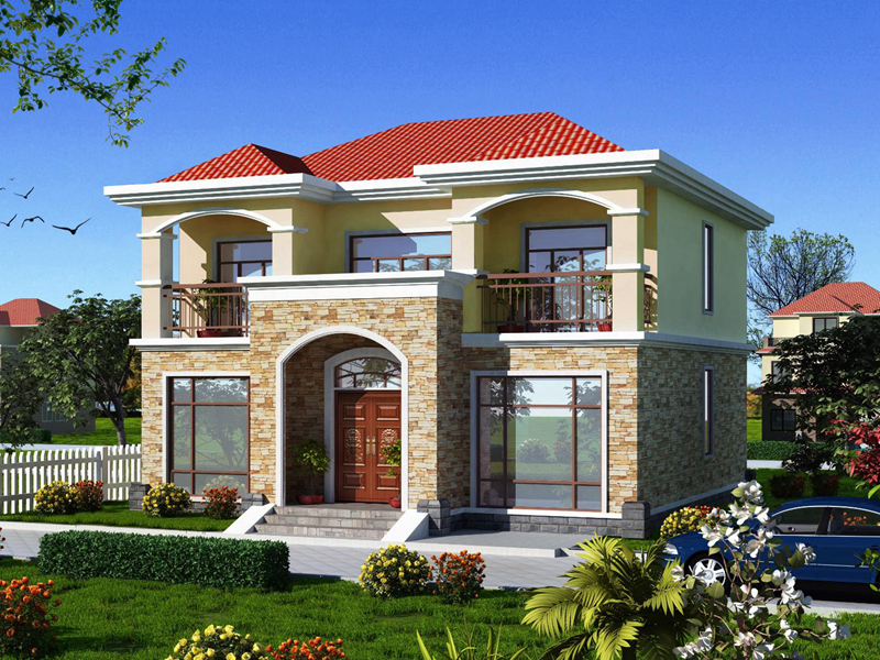 12x12米占地120平方米二层房子设计图_实用美观带阳台小别墅