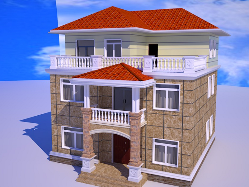 10.8x13.2m三层实用农村小别墅设计图_经典户型布置房屋设计图