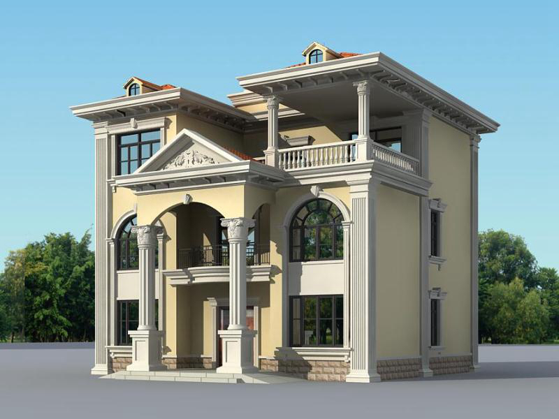 三层农村欧式别墅设计图，独特外形设计